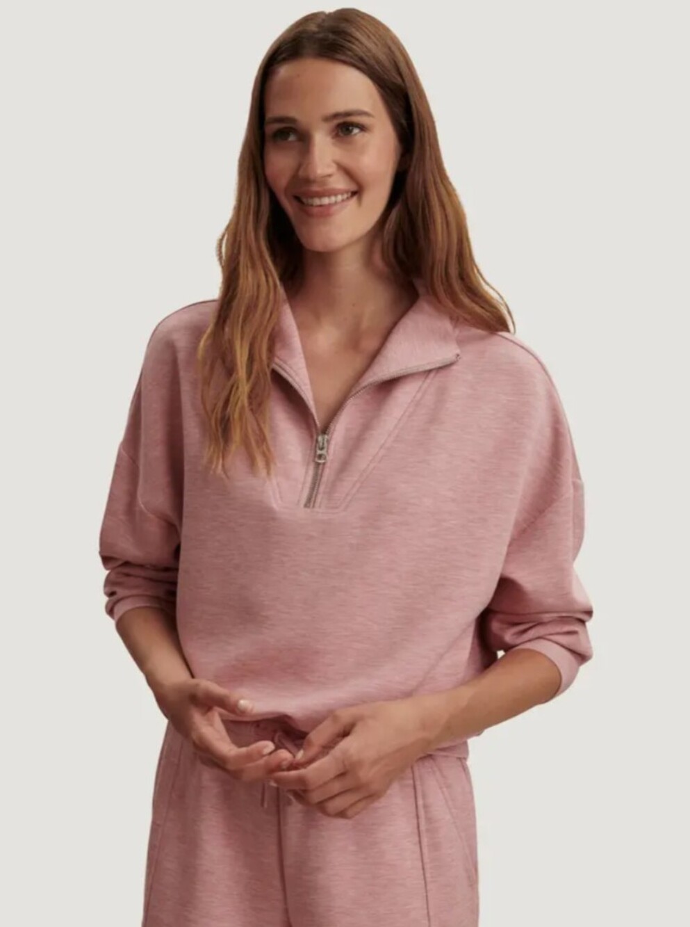Varley Hawley Half-Zip Sweatshirt in Rose Marl - Size XS